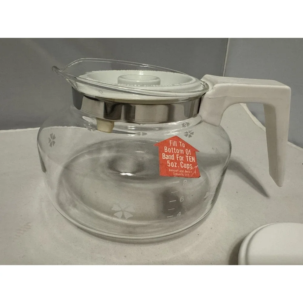 Mr. Coffee TD10 Clear Glass‎ White Replacement Decanter Carafe Pot 10 Cup